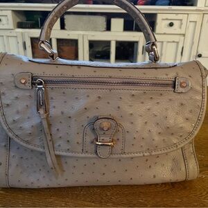 Rebecca Minkoff ~ Medium Beige Ostrich Top Handle Satchel With Gold Tone Hdwr
